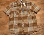 NWT Vintage PJ Mark Shirt Mens Sz XL Tan Check Plaid Button Up Short Sle... - £11.87 GBP