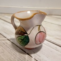 Small 2&quot;Italian Vintage Clay Pottery Pitcher Vase Hand Painted Floral Italy - £6.61 GBP