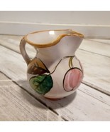 Small 2&quot;Italian Vintage Clay Pottery Pitcher Vase Hand Painted Floral Italy - £6.64 GBP