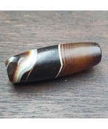 Ancienne perle d&#39;agate naturelle en agate du Moyen-Orient motif très uni... - $62.84 CAD