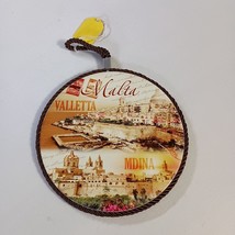 Hanging Plaque/Trivet Laminated Round Cork Back 6.5&quot; Diameter Malta Vall... - $13.37