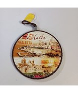 Hanging Plaque/Trivet Laminated Round Cork Back 6.5&quot; Diameter Malta Vall... - $18.76 CAD