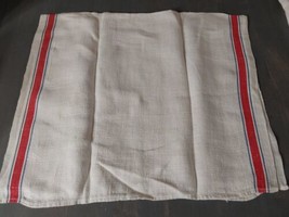 Vintage Linen Dish Hand Towel Kitchen Bread Cover Stripes Red Bue 29x17 - $14.00