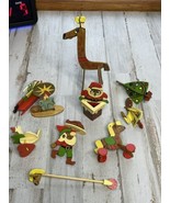 Black Santa Wooden Painted Vintage Christmas Ornaments 10 - $355.98 MXN