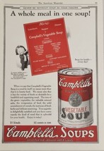 1924 Print Ad Campbell&#39;s Vegetable Soup Kid Holds Menu 12 Cents a Can - £16.66 GBP