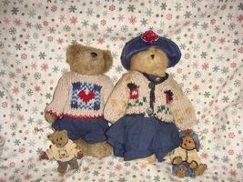 Boyds Bears 1996 Fall Bailey &amp; Matthew Plush Bears &amp; Resin Ornament Set - $35.49