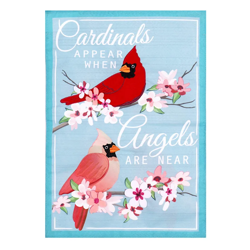Angels are Near Cardinal Linen Garden Flag-2 Sided Message, 12.5&quot; x 18&quot; - $19.99