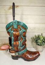 Ebros Western Turquoise Cowboy Boot with Spur Toilet Bowl Brush and Base... - $1,094.95 MXN