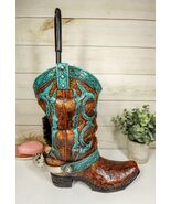 Ebros Western Turquoise Cowboy Boot with Spur Toilet Bowl Brush and Base... - €51,21 EUR
