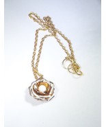 Necklace Chain and Flower Pendant Gold Tone w/White 22&quot;+ - €4,26 EUR