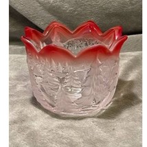 Mikasa Frosted Crystal Holiday Candle Holder w/Red Accented Pointed Rim- NWOT - £12.41 GBP