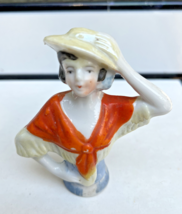 Vintage Antique Porcelain Deco Half Doll Lady Figurine Pin Cushion - £31.93 GBP