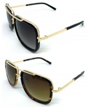 Aviator Oversize Square Designer Flat Top Gold Men Bar Fashion Shades Sunglasses - £13.79 GBP