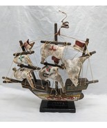 Vintage Handcrafted Pinta Wooden Boat Desk Decor 11&quot; X 2&quot; X 10&quot; - $44.55