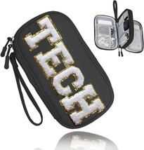 Small Electronics Organizer Travel Bag with Chenille Letter Patch TECH for Men W - £26.39 GBP