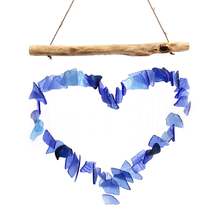 Recycled Glass Love Wind Chimes - Blue - £39.16 GBP