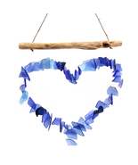 Recycled Glass Love Wind Chimes - Blue - £38.52 GBP