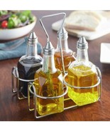 Oil &amp; Vinager 4 Cruets 6-oz With Wire Caddy  Compartment and Stoppers/FR... - €38,22 EUR