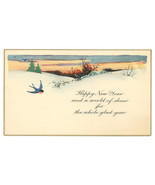 Victorian New Years greeting card blue bird winter landscape 1920 vintage - €12,05 EUR  Victorian New Years greeting card blue bird winter landscape 1920 vintage - €12,05 EUR