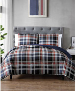 Reversible Plaid Patterned Comforter Sets With Shams, Modern Classic Ful... - £33.97 GBP+