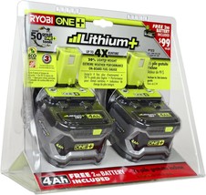 Ryobi P122 4Ah One High Capacity Lithium Ion Batteries Power Tools (2 Pack Of - £145.26 GBP