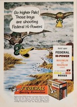 1961 Print Ad Federal Hi-Power Shotgun Shells Cartoon Ducks in Flight &amp; Hunters - £16.98 GBP