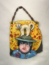 Vtg Ceramic Wall Hanging “Dame” Decoration Cat W Lady Handmade Signed - $13.85