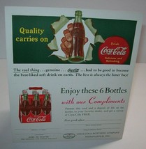 Vintage Coca-Cola NOS 1940&#39;s Original Promo Mail In Soda Bottle Carrier Artwork - £15.28 GBP