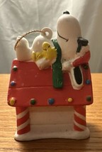 Vintage Peanuts - Snoopy &amp; Woodstock On Dog House PVC Christmas Tree Ornament - $10.00