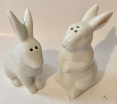 Threshold BUNNY Porcelain Salt &amp; Pepper Shaker Set - Cute Gold Ear Accent NEW - £10.34 GBP