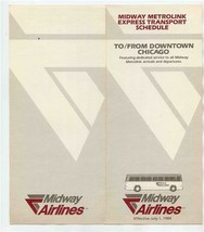 Midway Metrolink Express Transport Schedule to Downtown Chicago 1984 Air... - £14.41 GBP