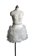 Rosyfancy Pleated Bodice Ruffle Organza Above Knee Prom Cocktail Wedding... - £152.98 GBP