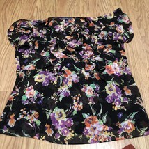 american living short sleeve floral print blouse size medium M polyster sheer - £9.53 GBP