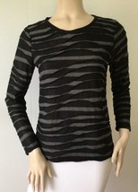 Simply Vera VERA WANG Black/Gray Wavy Print Sleeve Blouse/Top (Size PM) - £12.02 GBP