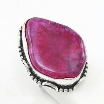 Ring Smooth Pink Agate Druzy Handmade 925 Sterling Silver Sz 6 - £9.59 GBP