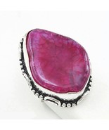 Ring Smooth Pink Agate Druzy Handmade 925 Sterling Silver Sz 6 - £9.44 GBP