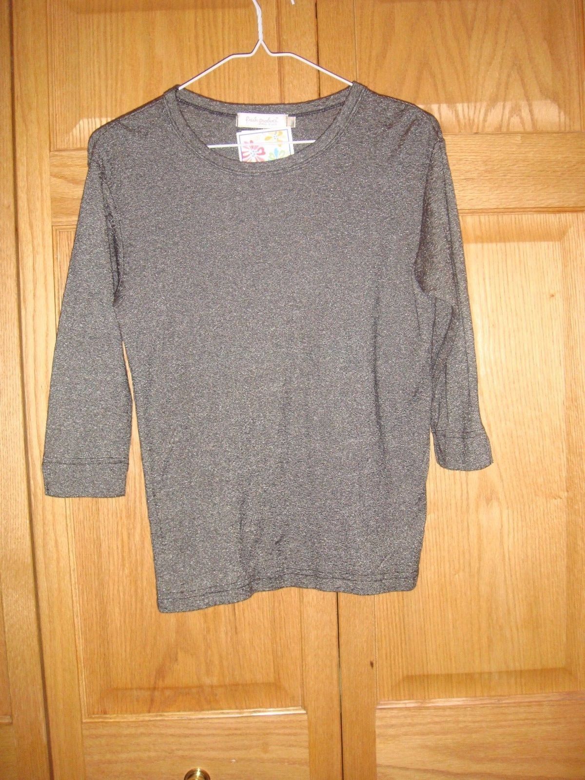 FRESH PRODUCE Top L Black Soft Sheen 3/4 Sleeve NWT - $14.99