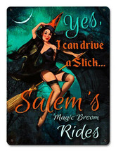 Yes, I Can Drive A Stick Witch Pin-Up Metal Sign - £23.55 GBP