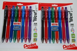 Pentel Wow! Retractable Ballpoint Pens Medium Assorted Colors 8 Count Lot of 2 - £4.68 GBP