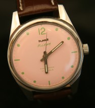 Beautiful Restored and Serviced Pink Dial HMT Pilot 17J Parashock Wristwatch - £62.91 GBP