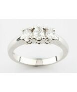 14k Weiß Gold Oval Diamant Drei Steine Verlobungsring Größe 6.75 Tdw = 0.75 - €4.715,23 EUR