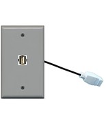 RiteAV (1 Gang Flat) USB Wall Plate w/Female Pigtail Extension Cable Gray - £7.70 GBP