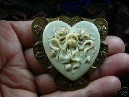 (CM150-5) WOMAN HEART gray CAMEO Pin Pendant Jewelry brooch necklace - £24.65 GBP