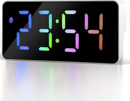 Betus Rainbow Digital Alarm Clock - Compact Modern Desk Clock Large RGB Display - £10.24 GBP