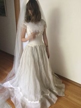 Vintage 60&#39;s Bon Marche Wedding Sz 2-4 Dress Lace Zombie Bride Costume - $98.98