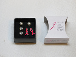 Ladies Womens Avon Breast Cancer Crusade 3 Pair Earrings set F3974071 NIP;; - £12.33 GBP