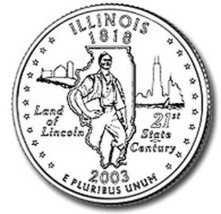 2003-D Illinois Handgehoben Staat Quarter - £2.54 GBP