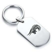 Stainless Steel Tribal Taurus Zodiac (Bull) Dog Tag Keychain - £7.92 GBP