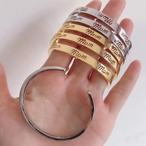 5Pcs New Arrivals Fashion Gold Plated Copper MOM Letter Charm Bangle Women Jewel - £43.86 GBP
