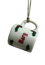 Vintage Christmas Ornament Mini Mug Cup White Red Green Personalized for... - $6.92